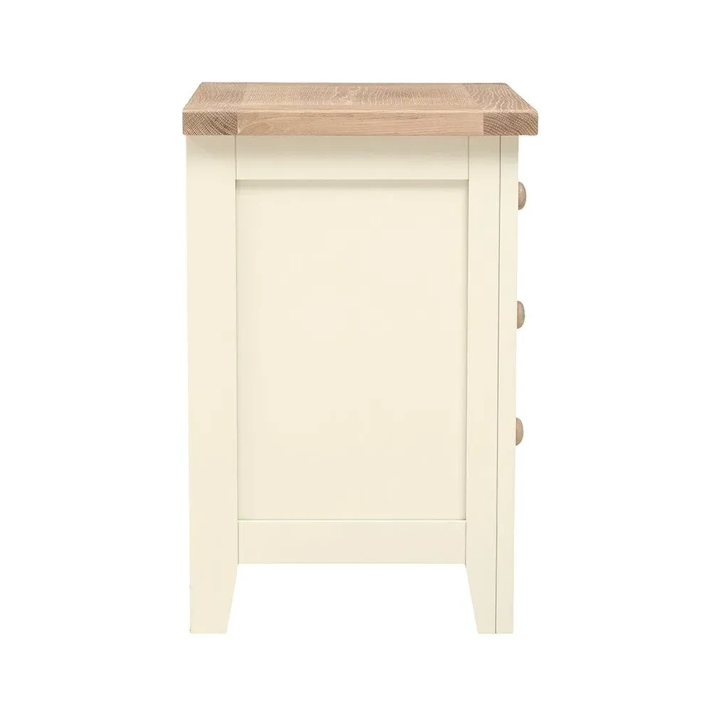 3 Drawer Bedside Table - Cream, Oak