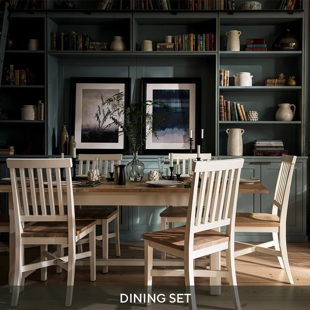 6-10 Seater Extendable Dining Table and 6 Chairs - Cream, Oak