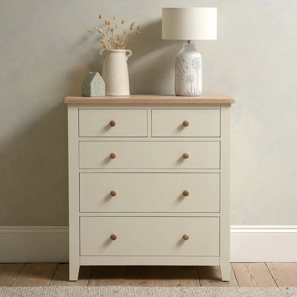 Bedroom Set with Double Wardrobe - Cream, Oak