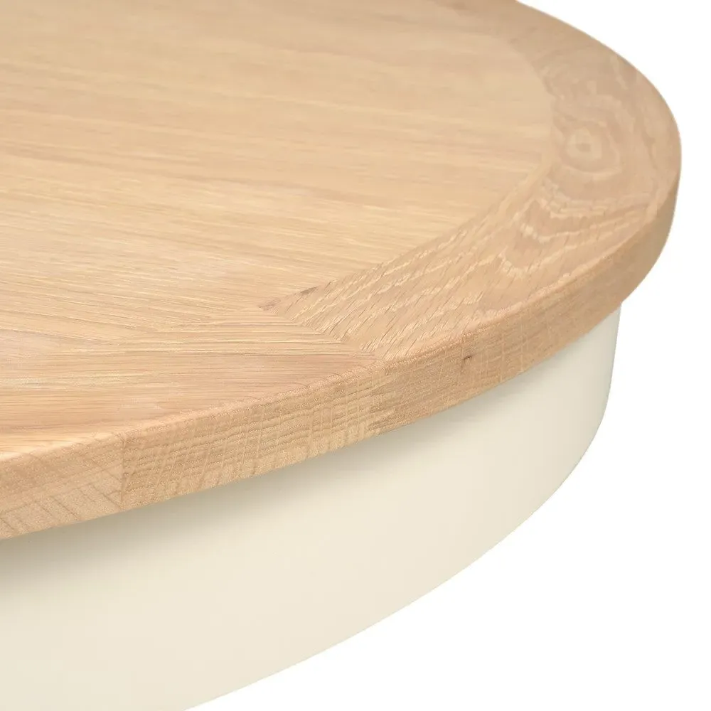 Chester 4-6 Seater Round Extending Dining Table - Cream, Oak