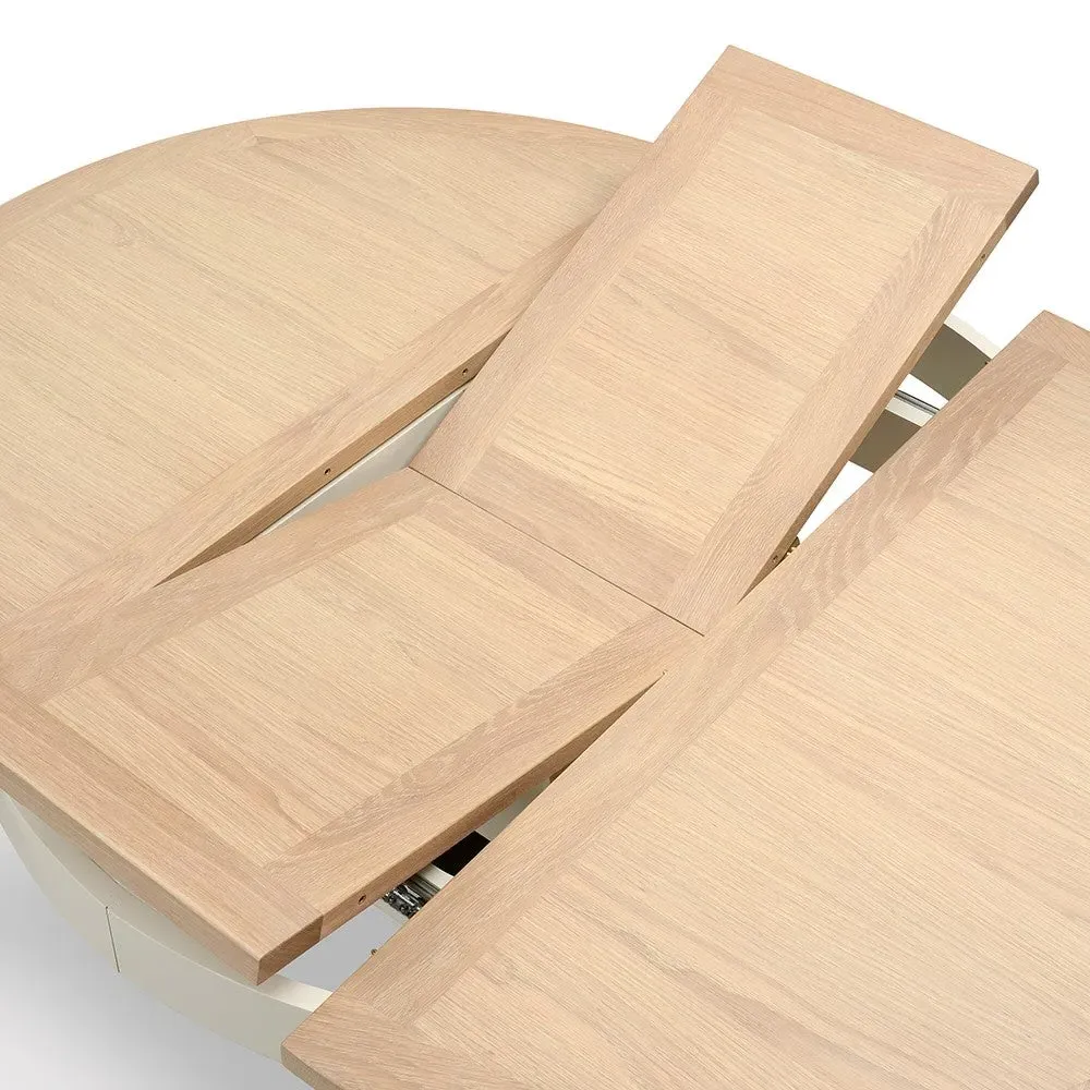 Chester 4-6 Seater Round Extending Dining Table - Cream, Oak