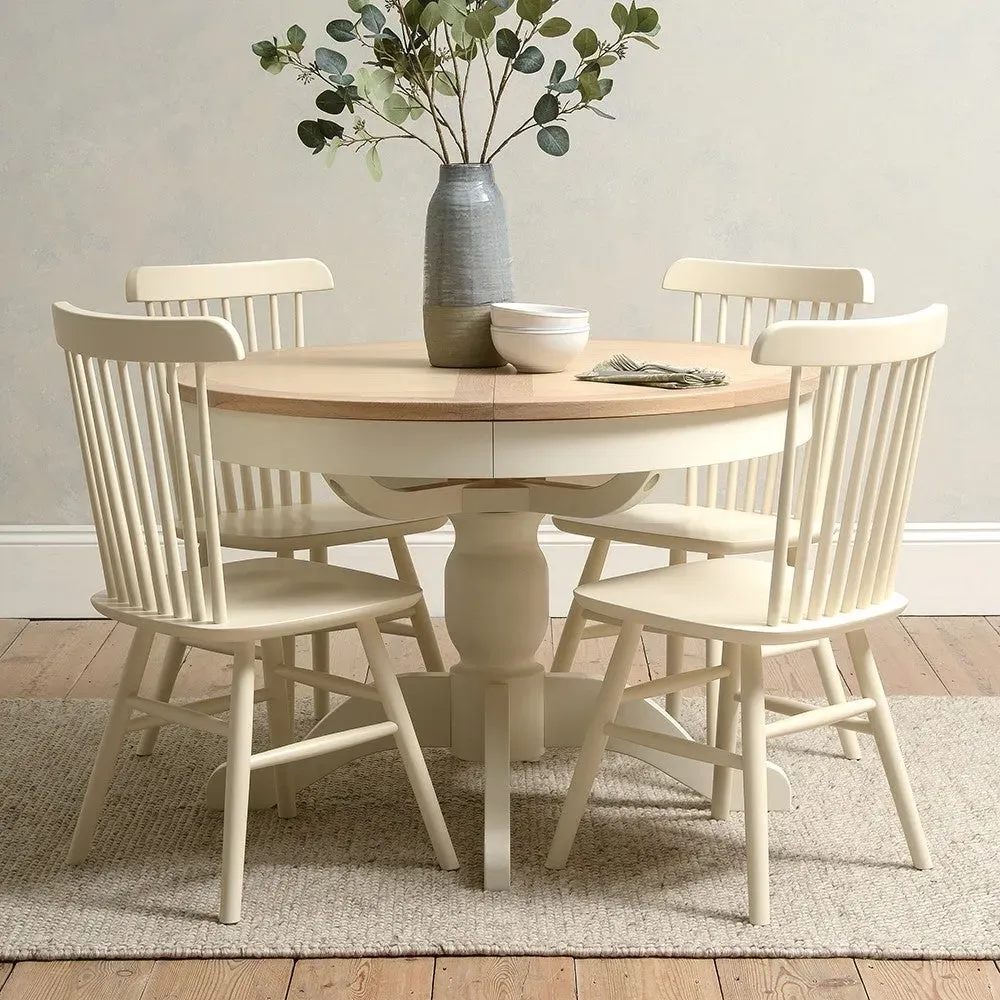 Chester 4-6 Seater Round Extending Dining Table - Cream, Oak image