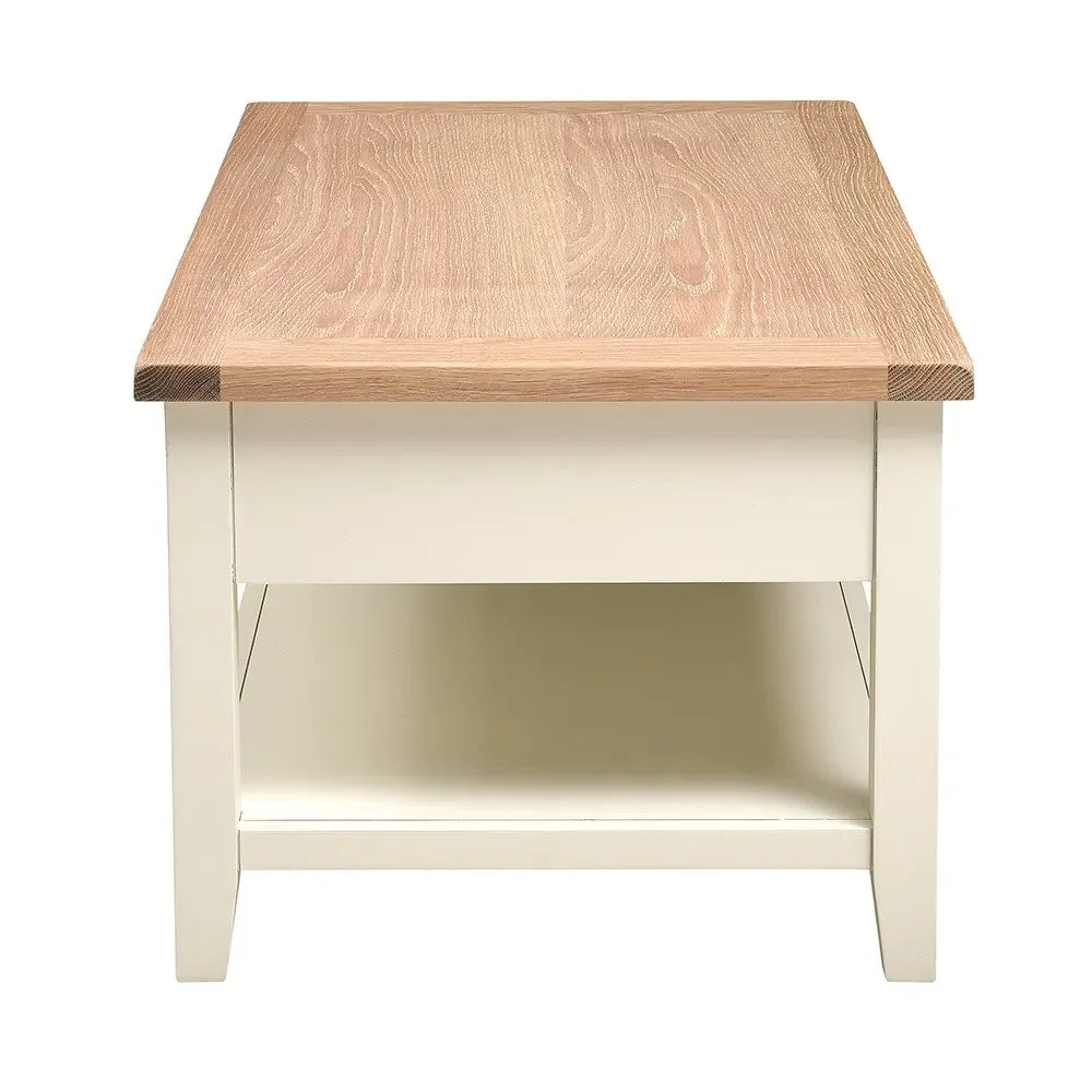 Chester Coffee Table with Drawers - Cream, Oak