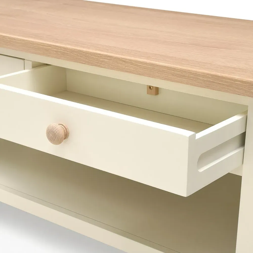 Chester Coffee Table with Drawers - Cream, Oak