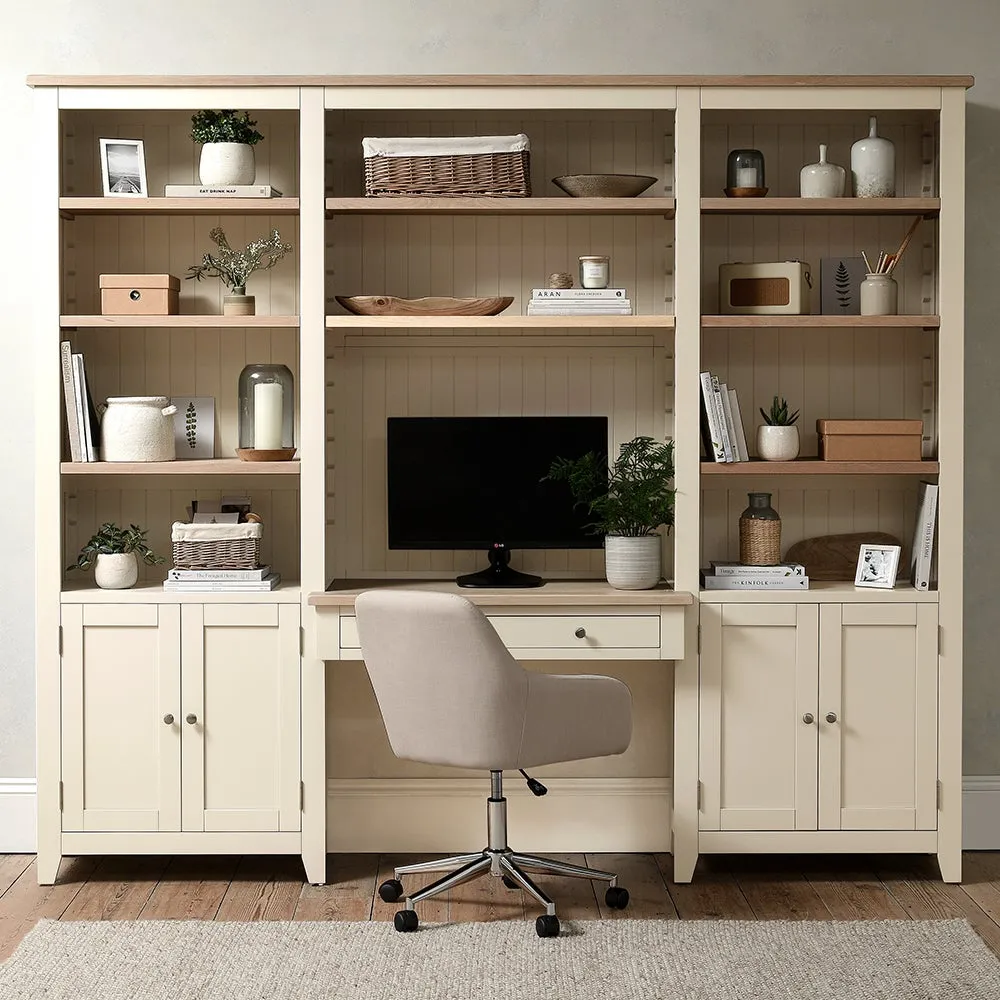 Chester Library Cabinet and Workstation - Cream, Oak Veneer alternate view
