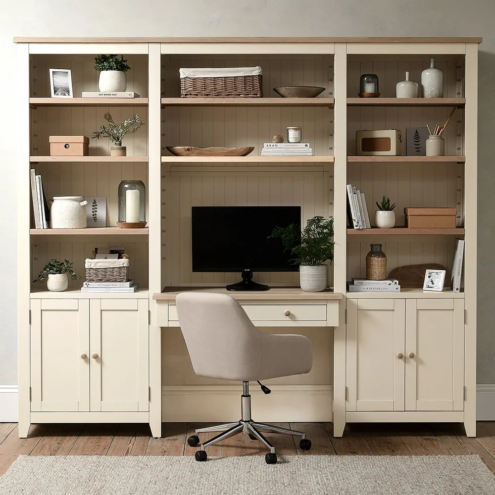 Chester Library Cabinet and Workstation - Cream, Oak Veneer product