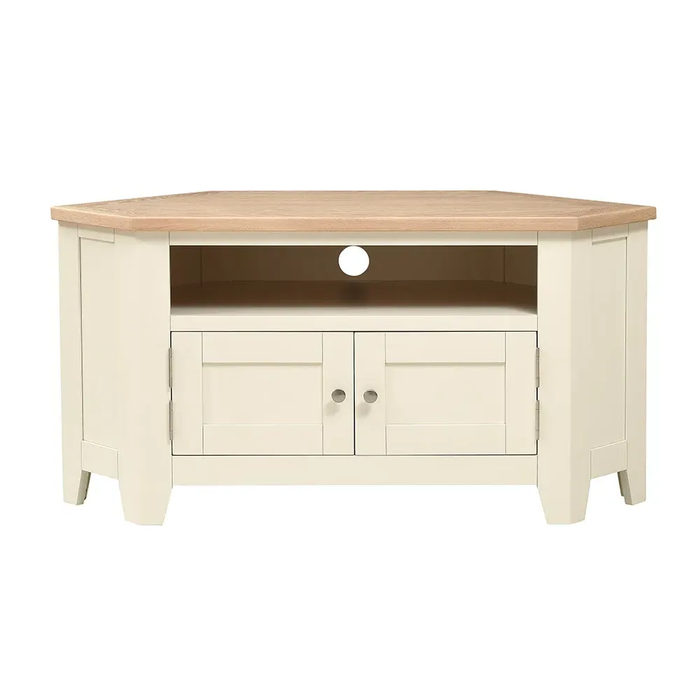 Corner TV Stand with Storage - Cream, Oak