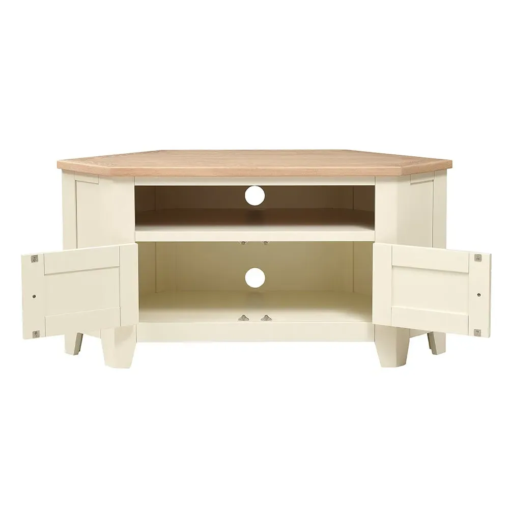 Corner TV Stand with Storage - Cream, Oak