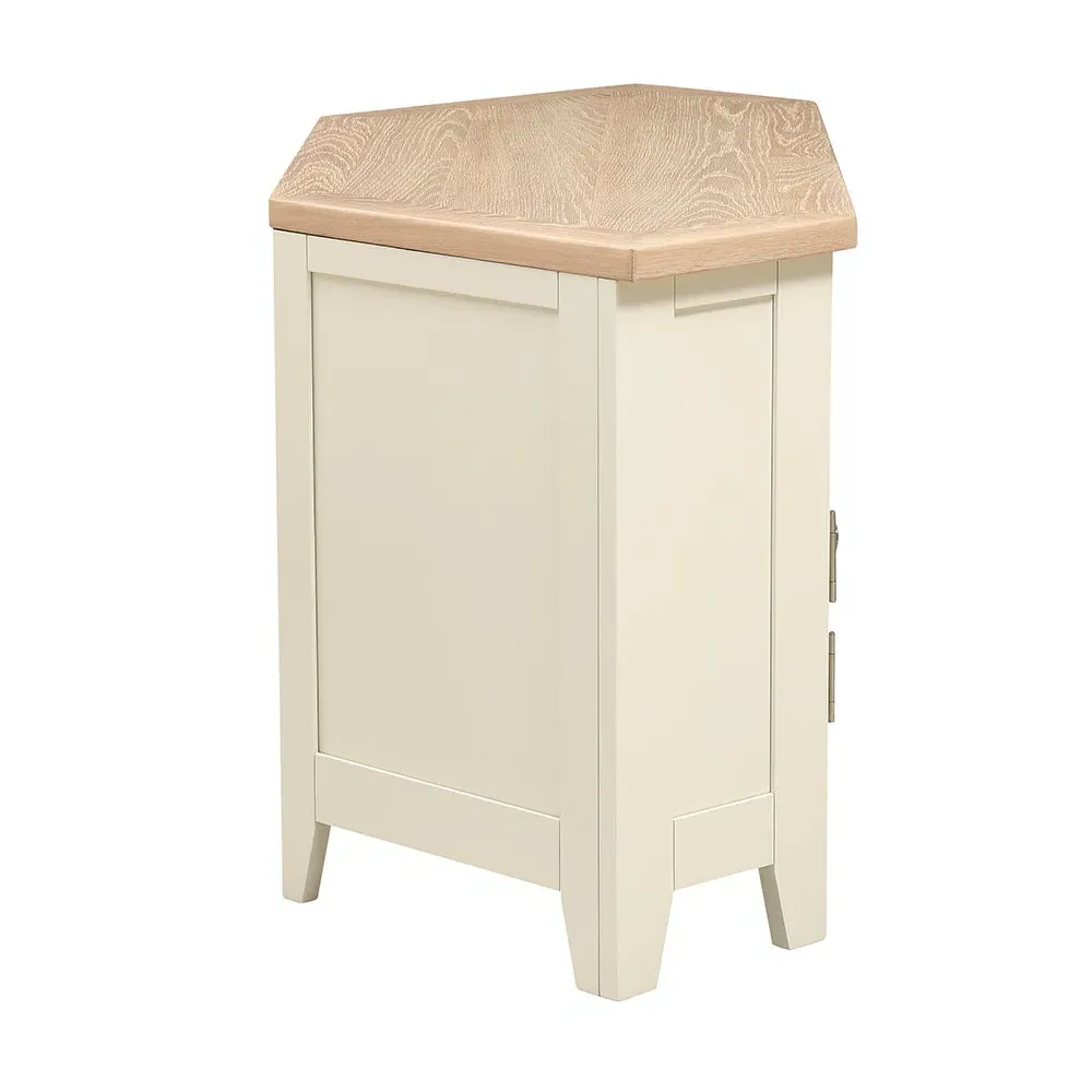 Corner TV Stand with Storage - Cream, Oak