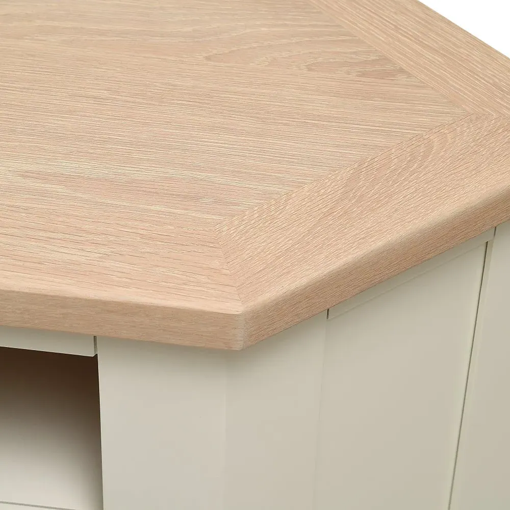 Corner TV Stand with Storage - Cream, Oak