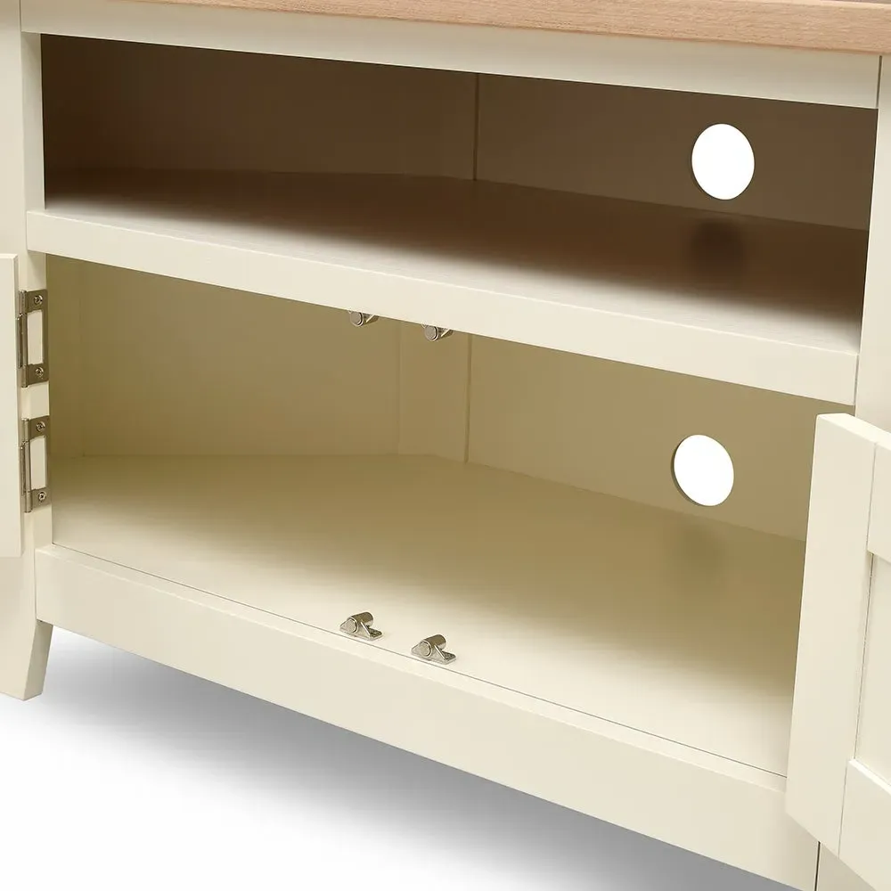 Corner TV Stand with Storage - Cream, Oak