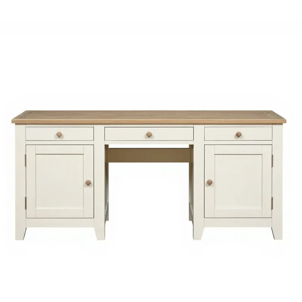 Double Pedestal Desk with Storage - Cream, Oak