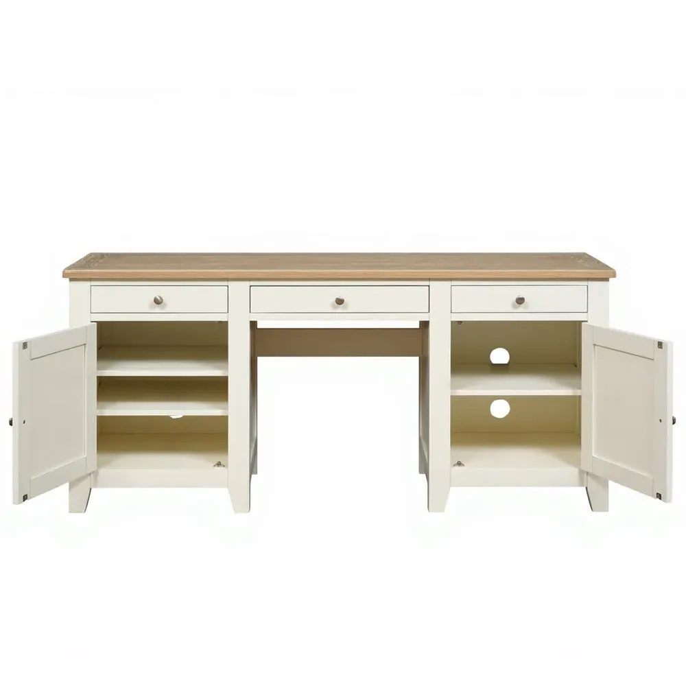 Double Pedestal Desk with Storage - Cream, Oak
