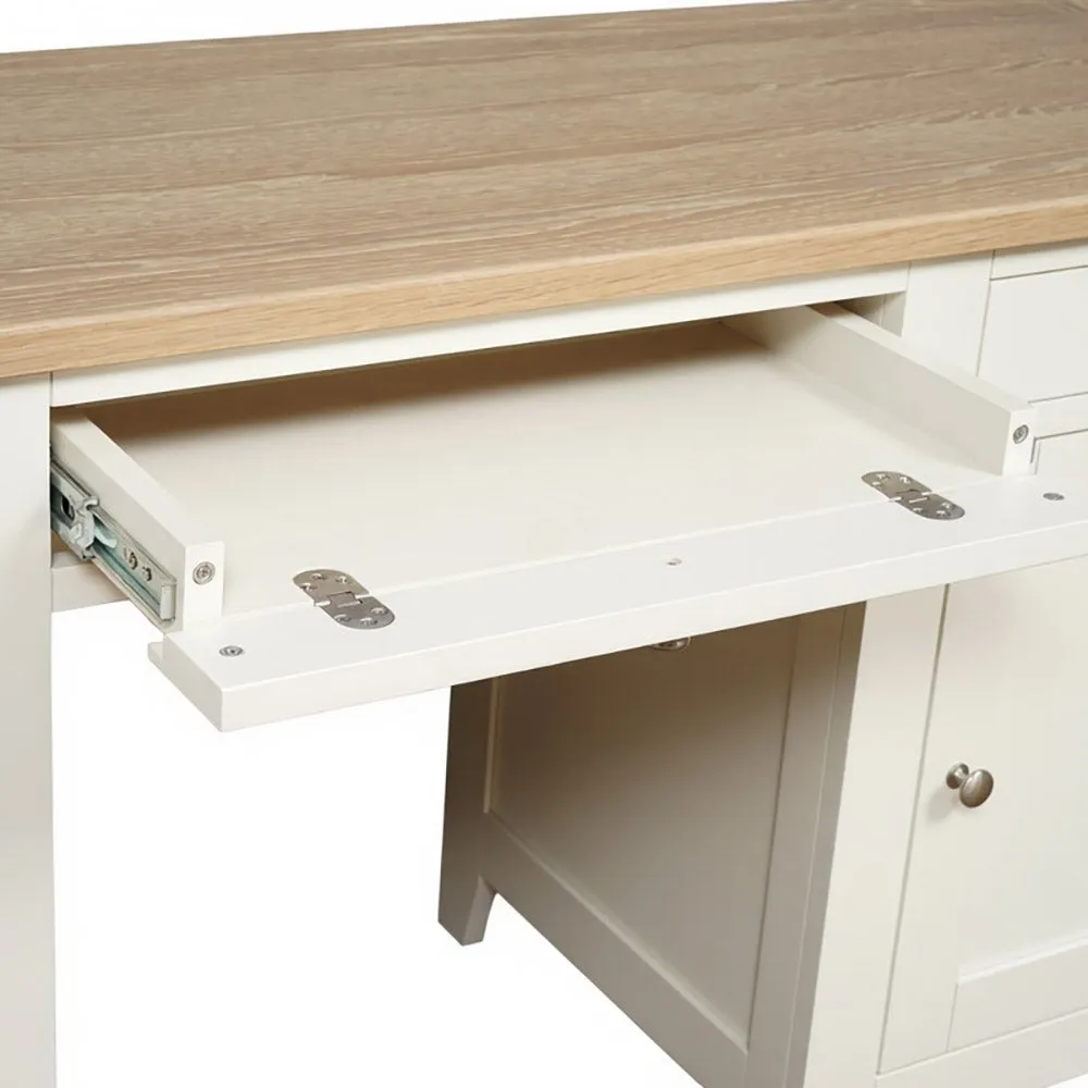 Double Pedestal Desk with Storage - Cream, Oak