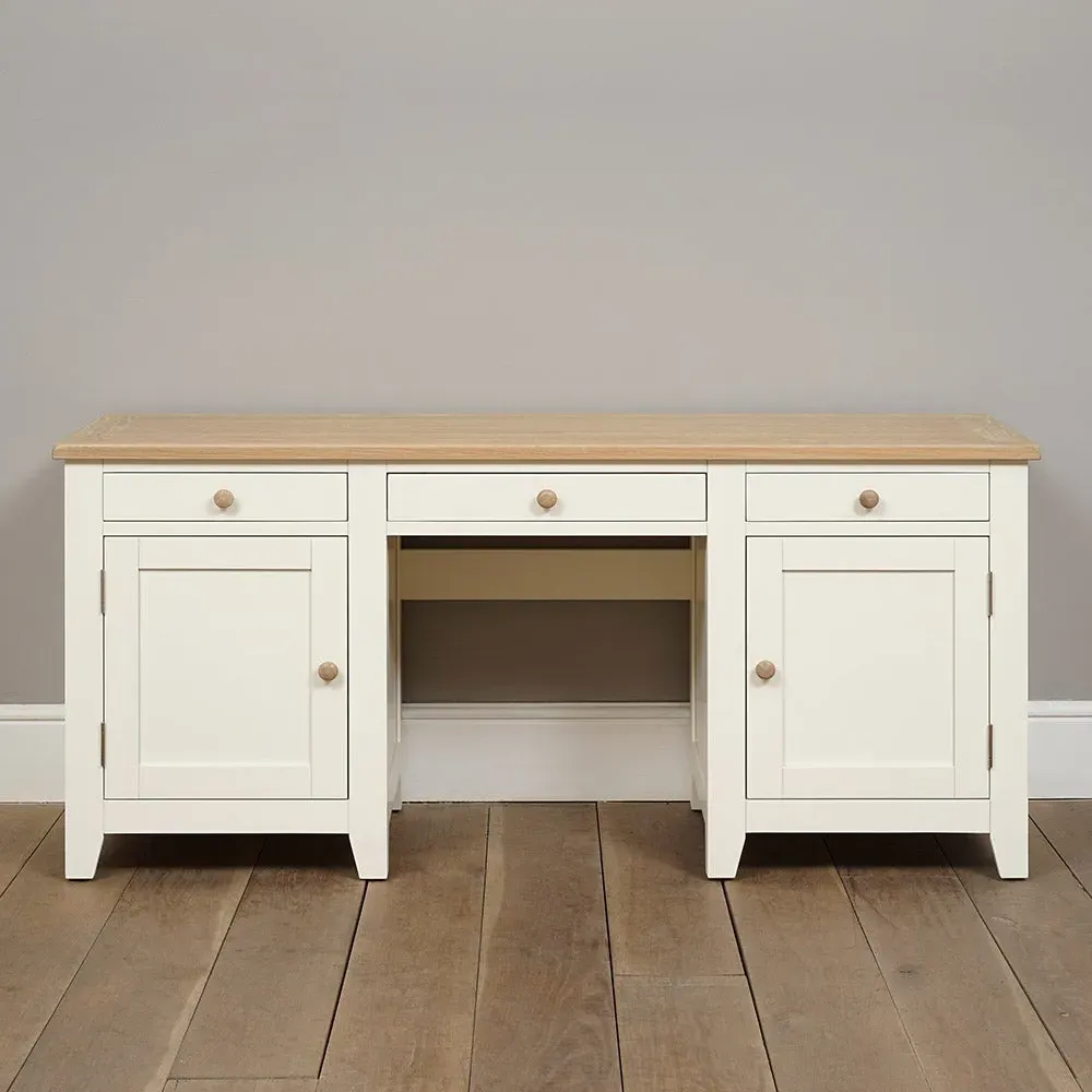 Double Pedestal Desk with Storage - Cream, Oak