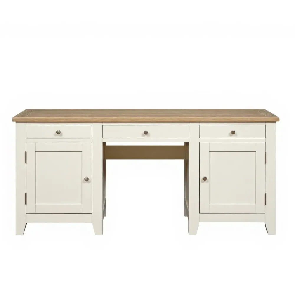 Double Pedestal Desk with Storage - Cream, Oak image