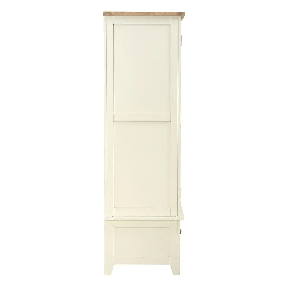 Double Wardrobe with Drawer - Cream, Oak