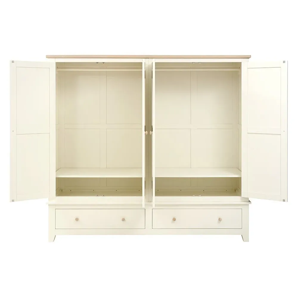 Four Door Wardrobe with Drawers - Cream