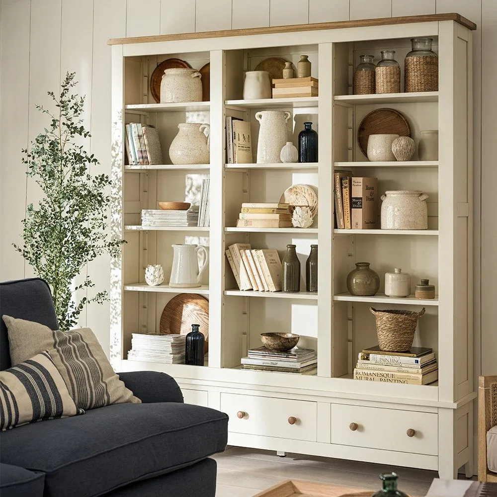 Grand Bookcase with Drawers - Cream