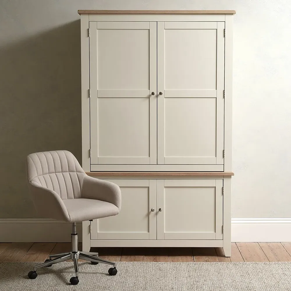 Hideaway Home Office with Storage - Cream, Oak