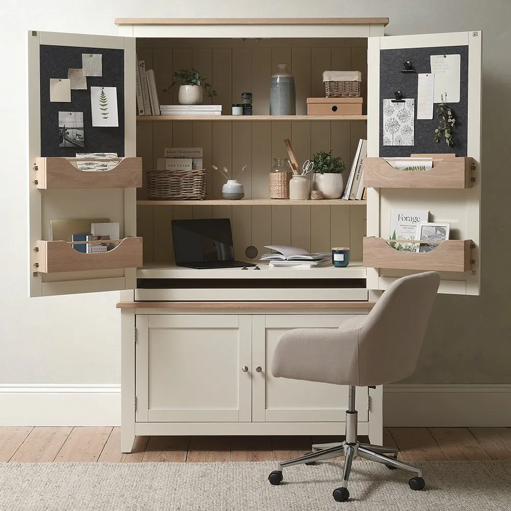 Hideaway Home Office with Storage - Cream, Oak