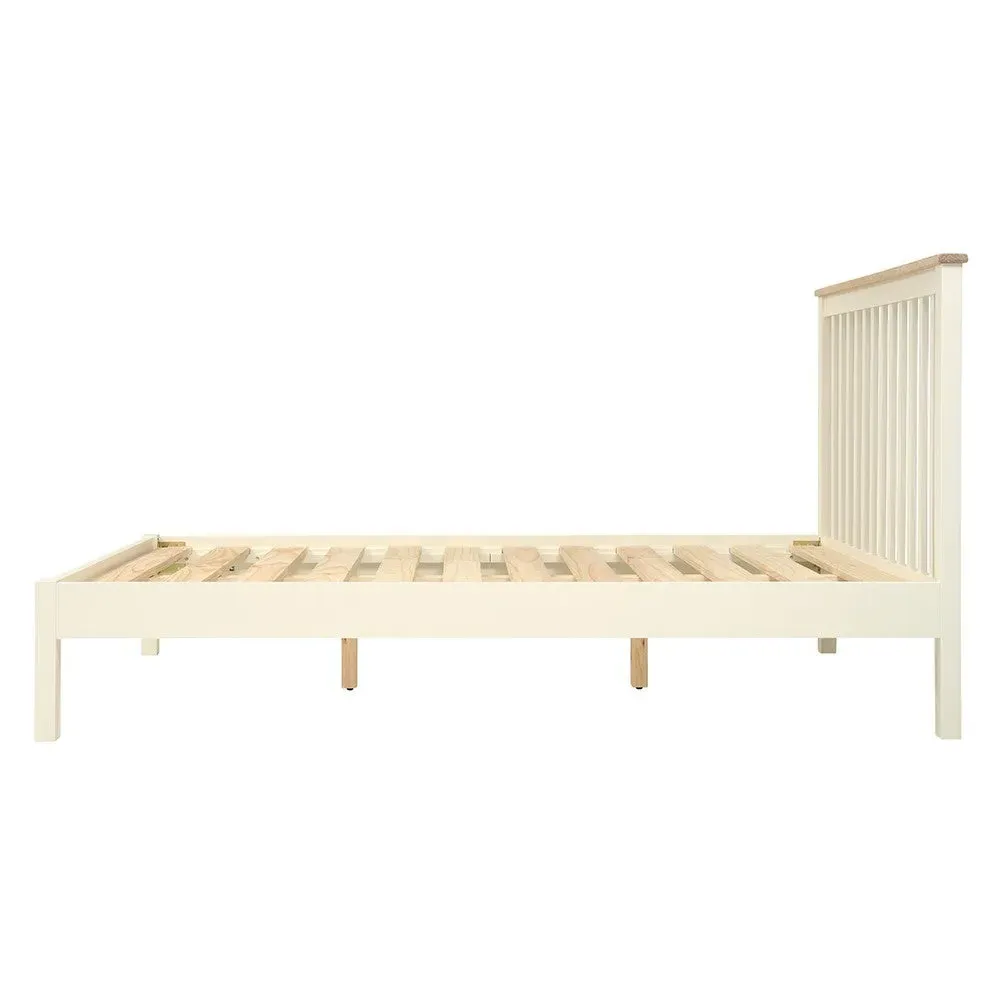 King Size Bed Frame - Cream, Oak