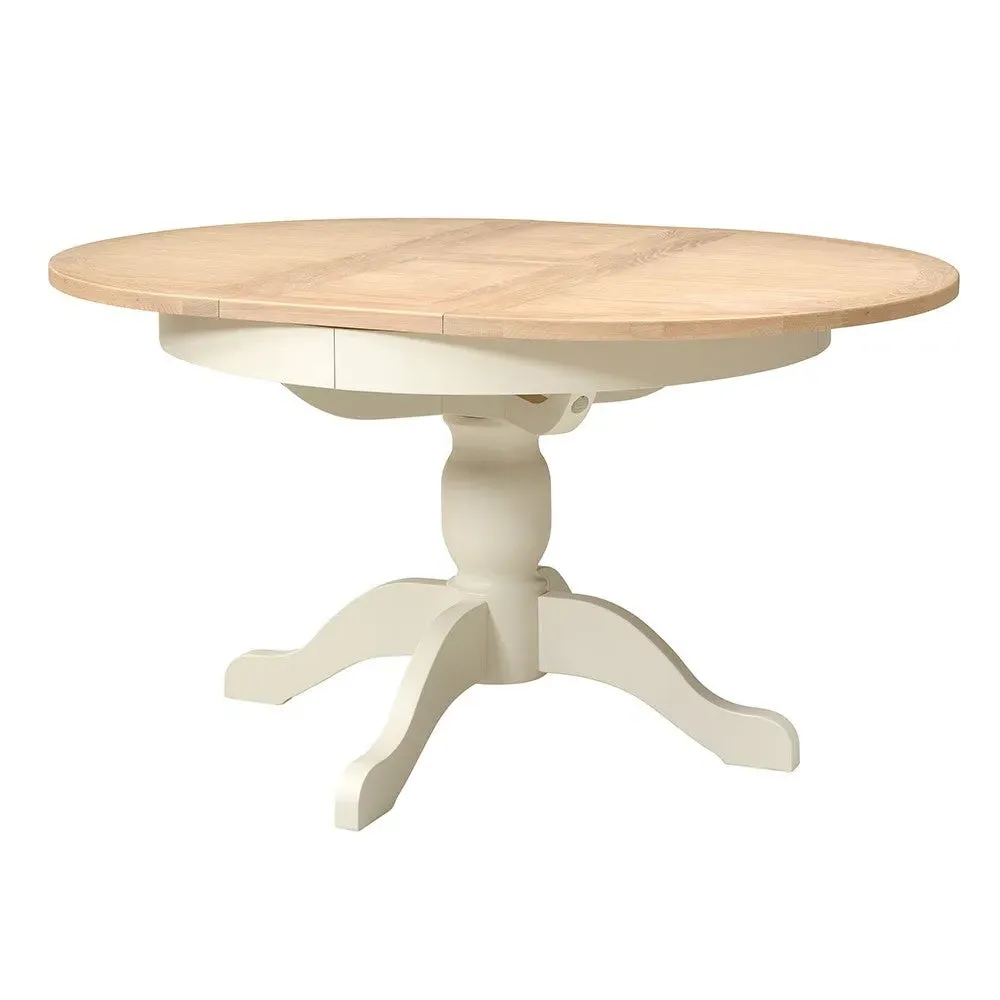 Round Extending Dining Table and 4 Spindleback Chairs - Cream