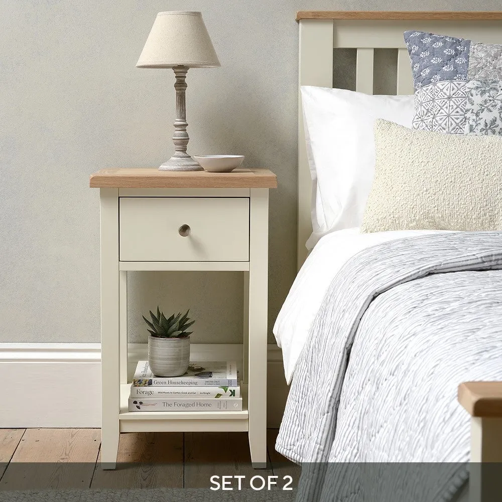 Set of 2 Bedside Tables with Storage - Cream