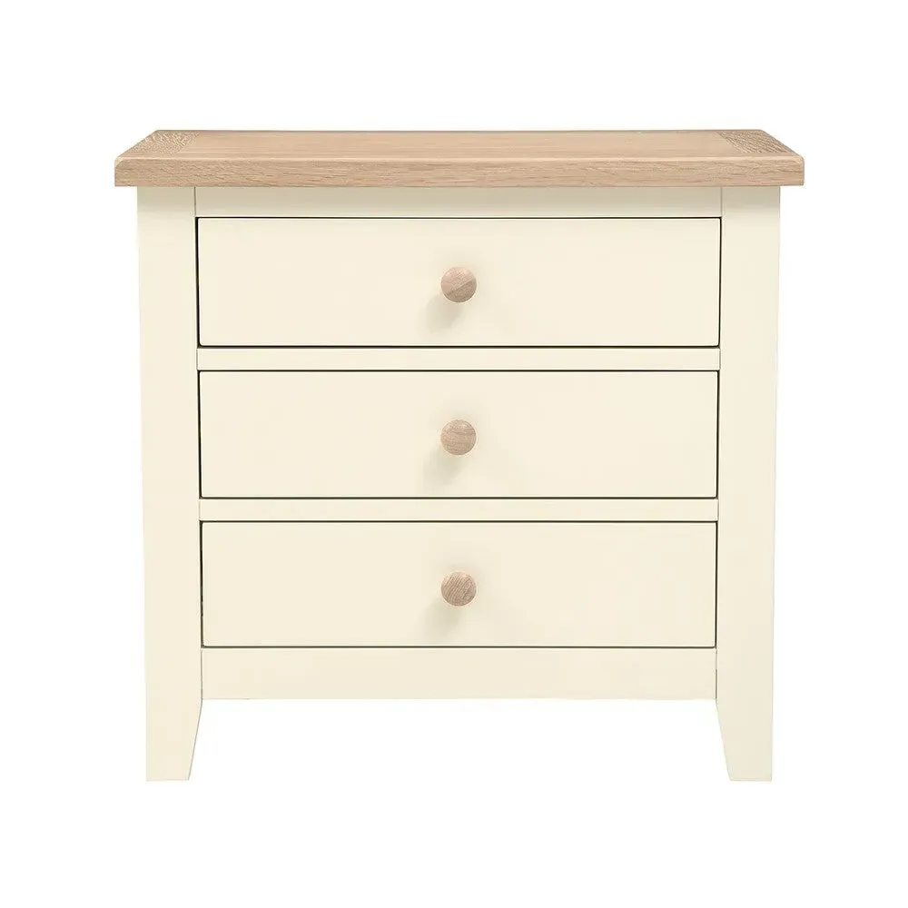 Set of 2 Jumbo Bedside Tables - Cream, Oak