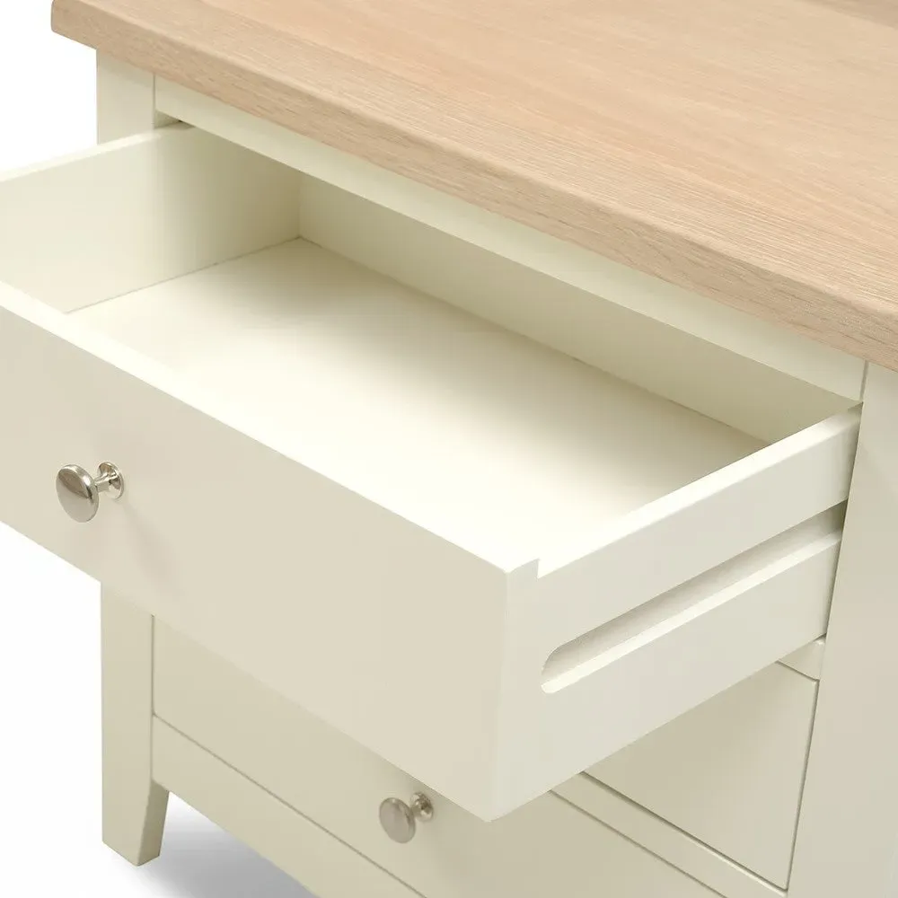 Set of 2 Jumbo Bedside Tables - Cream, Oak