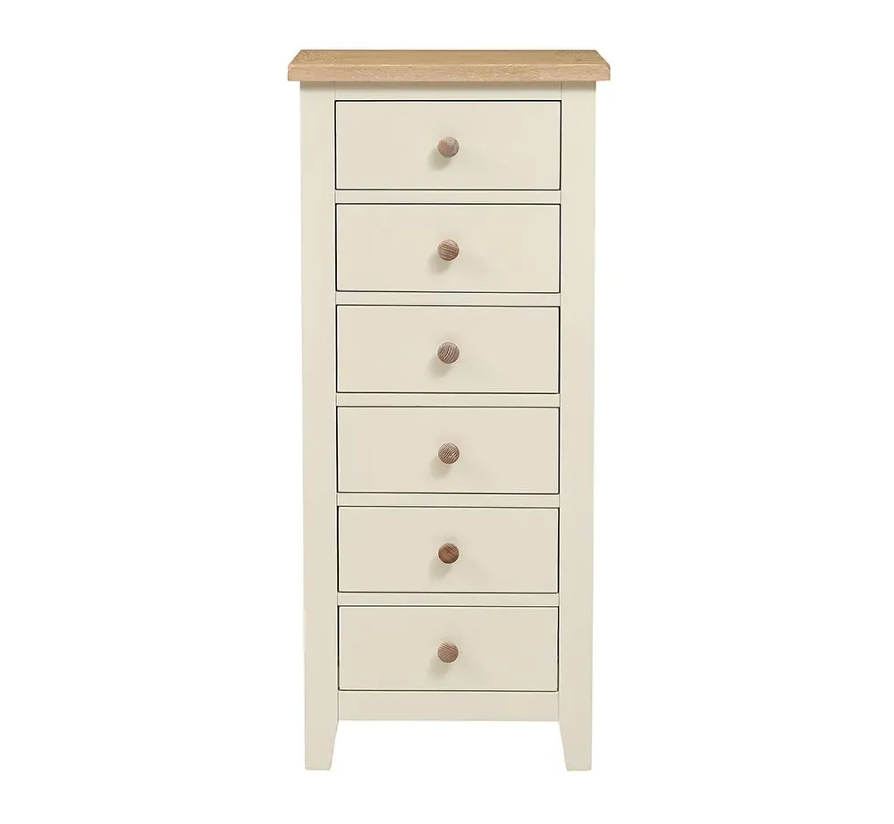 Tallboy with 6 Drawers - Cream, Oak