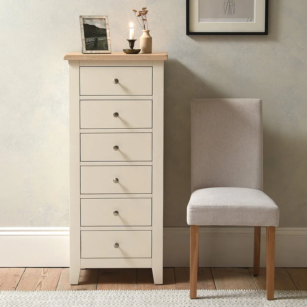 Tallboy with 6 Drawers - Cream, Oak image