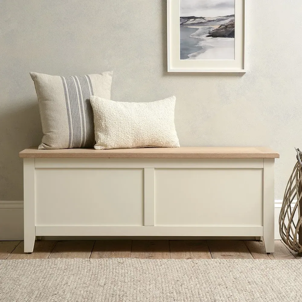 Wide Blanket Box - Cream, Oak