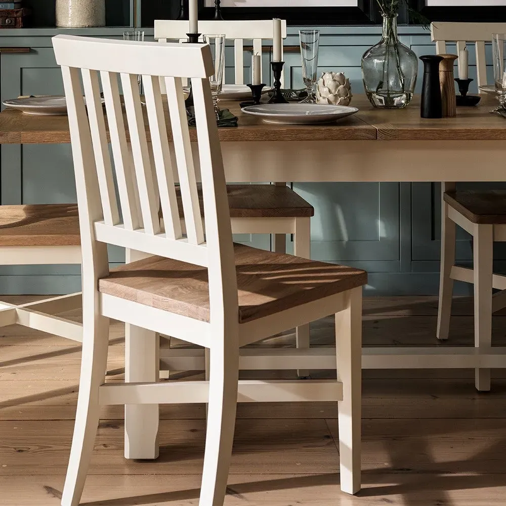 Wooden Seat Dining Chair - Cream