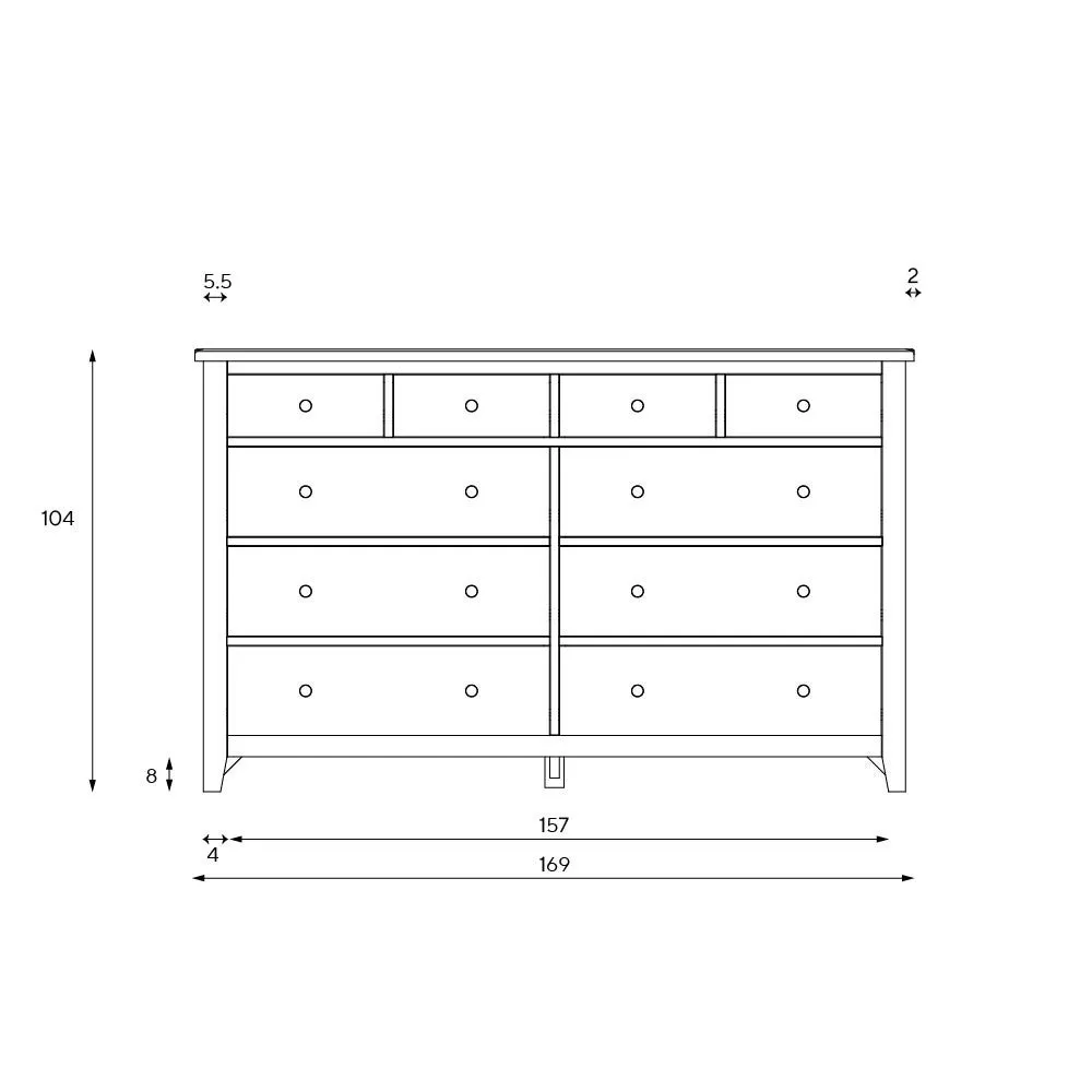10 Drawer Chest - Dove Grey