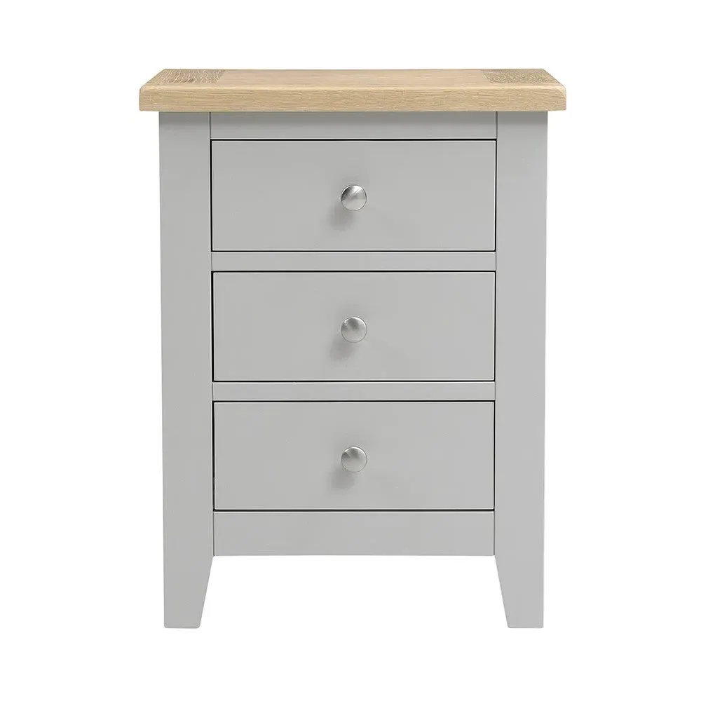3 Drawer Bedside Table - Dove Grey, Oak