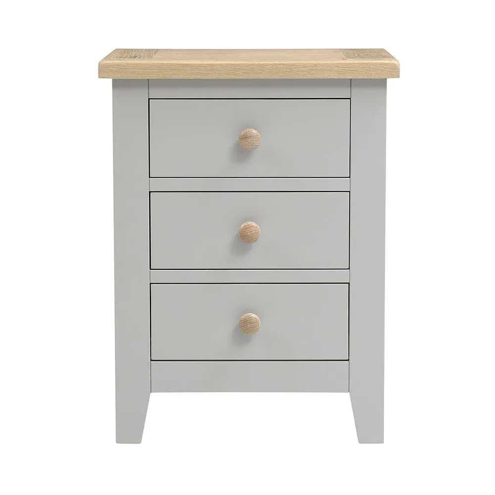 3 Drawer Bedside Table - Dove Grey, Oak