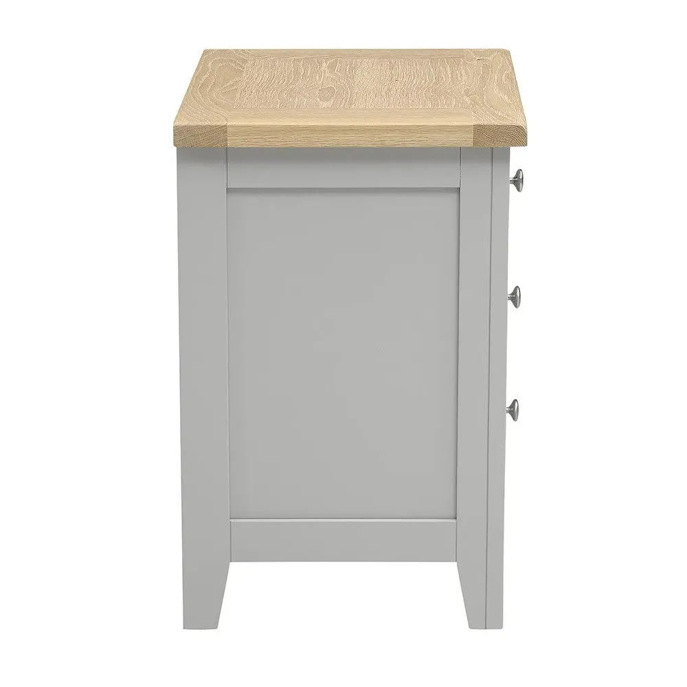 3 Drawer Bedside Table - Dove Grey, Oak