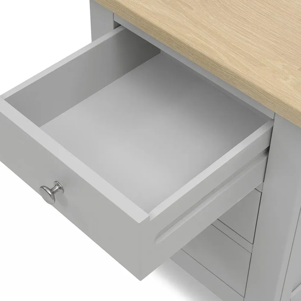 3 Drawer Bedside Table - Dove Grey, Oak