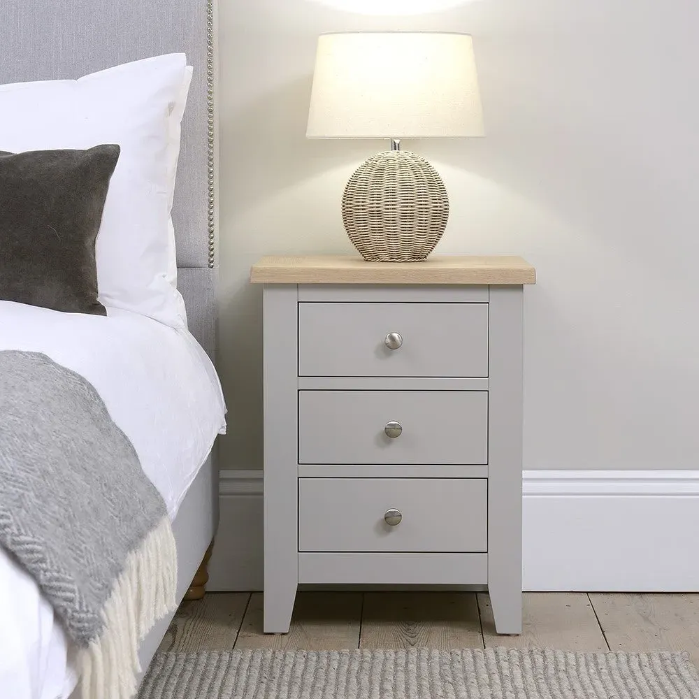 3 Drawer Bedside Table - Dove Grey, Oak image