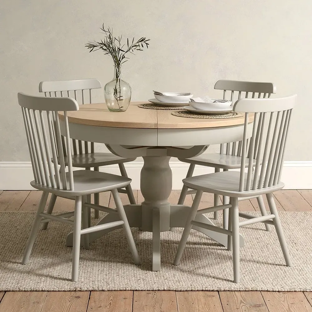 4-6 Seater Round Extending Dining Table - Grey, Oak