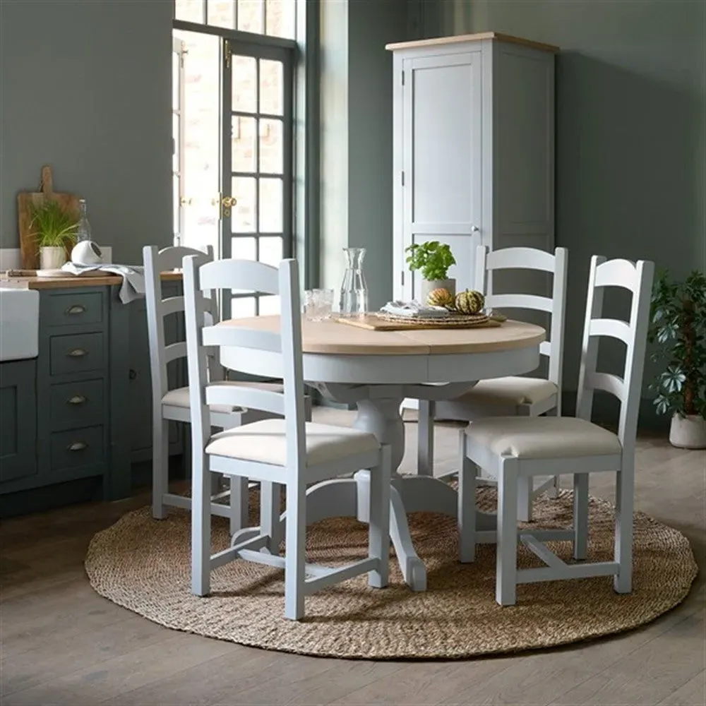 4-6 Seater Round Extending Dining Table - Grey, Oak image