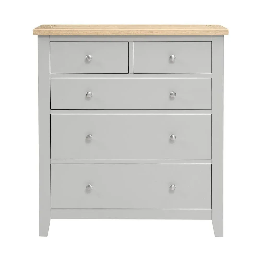 5 Drawer Chest - Dove Grey, Oak