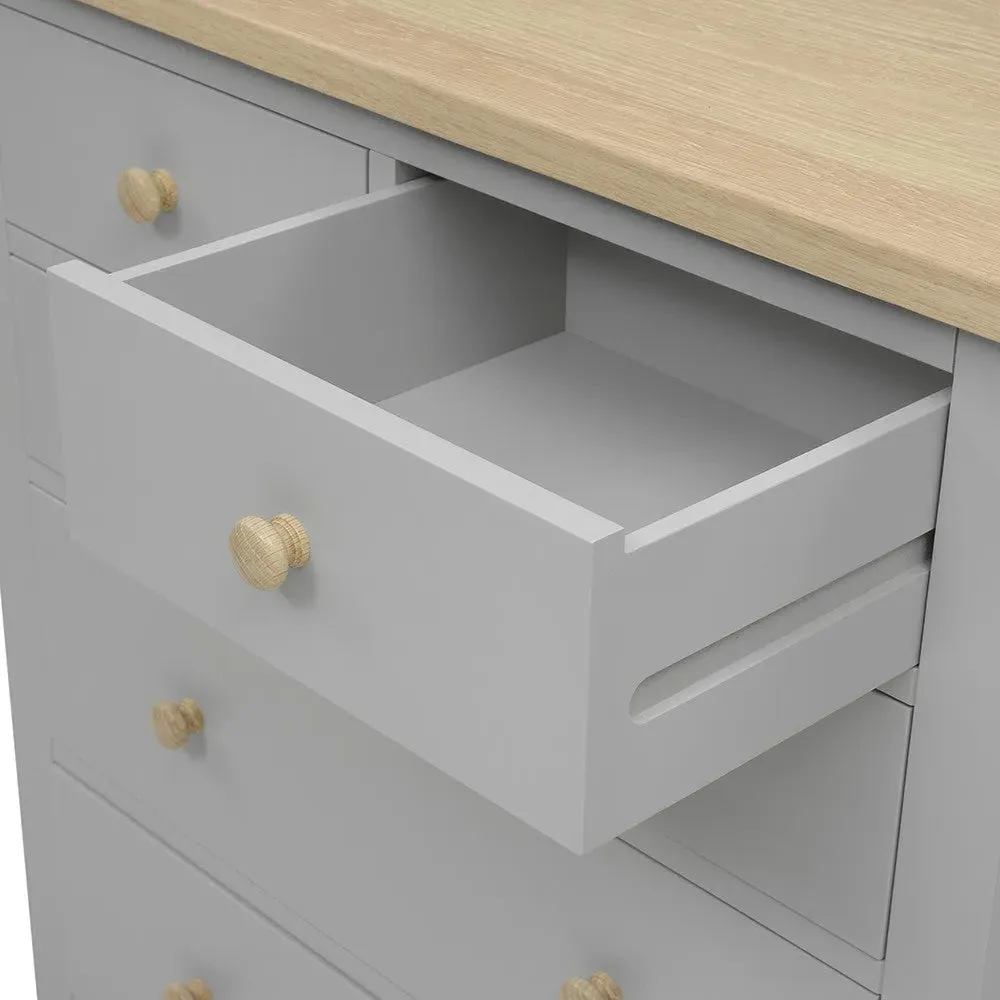 5 Drawer Chest - Dove Grey, Oak