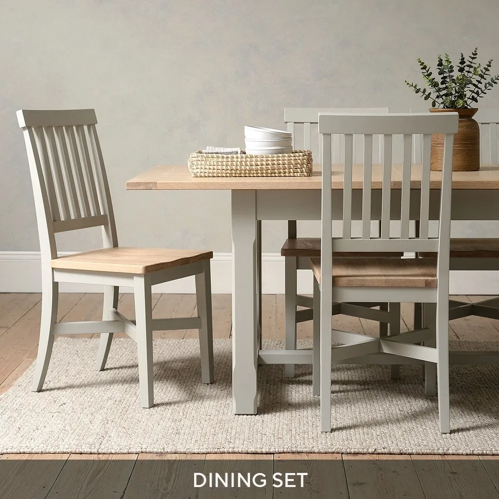 6-10 Seater Extending Dining Table and 6 Chairs - Grey, Oak