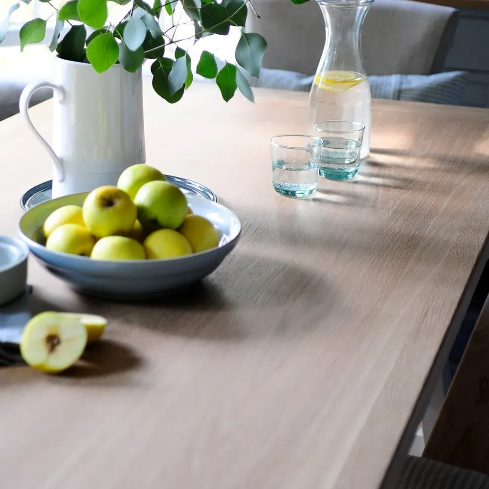 6 Seater Trestle Dining Table - Dove Grey, Oak