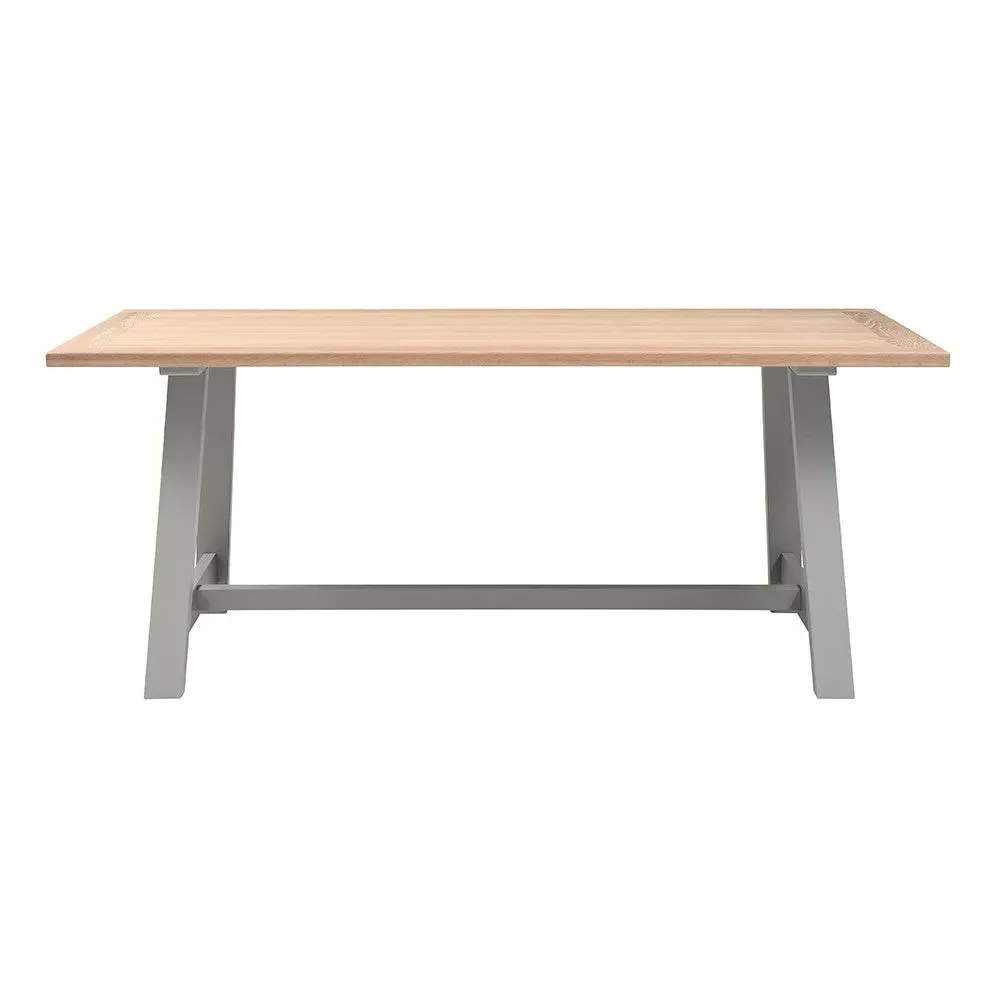 6 Seater Trestle Dining Table - Dove Grey, Oak