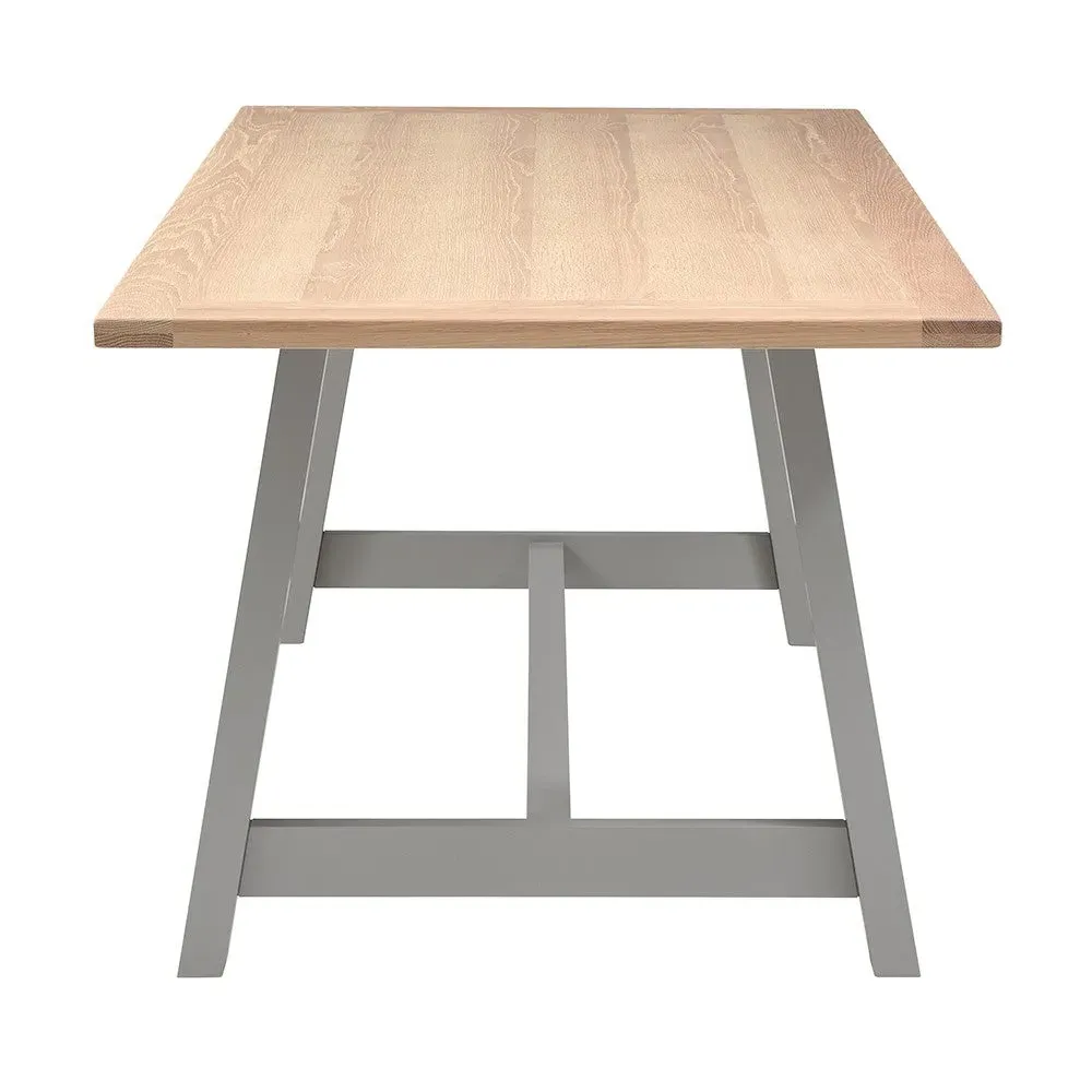 6 Seater Trestle Dining Table - Dove Grey, Oak