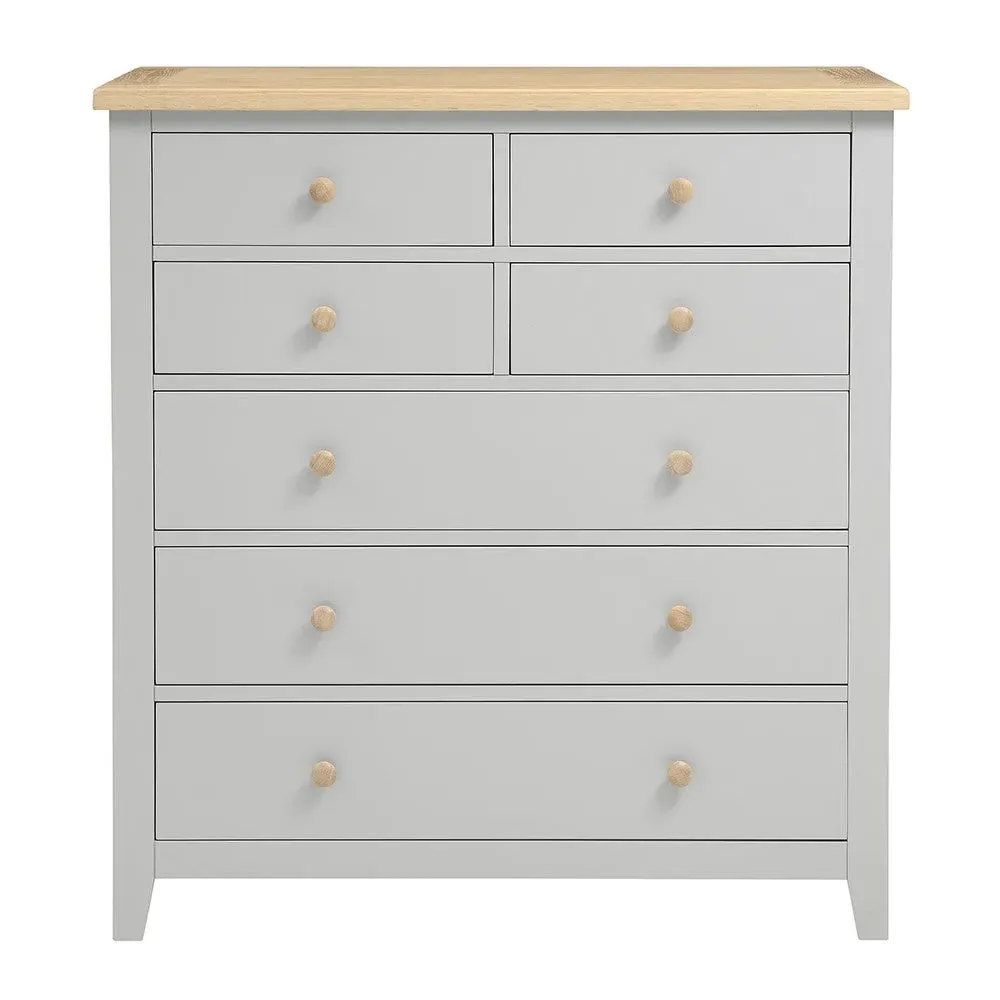 7 Drawer Chest of Drawers - Dove Grey, Oak