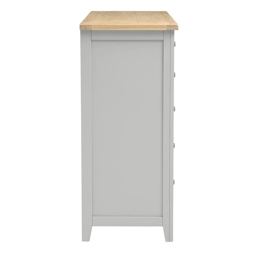 7 Drawer Chest of Drawers - Dove Grey, Oak